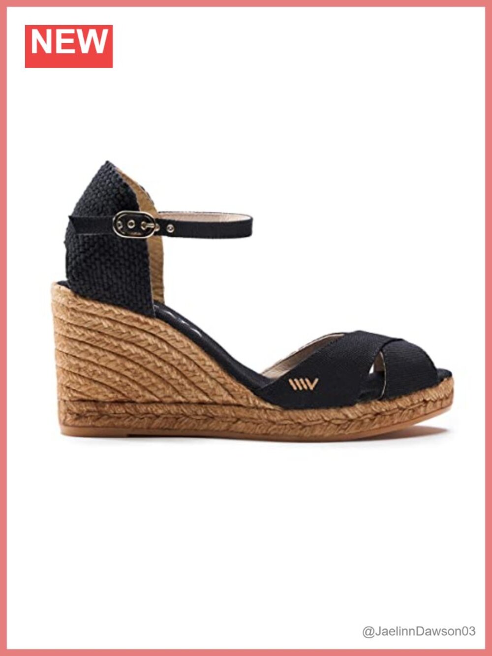 Canvas Espadrille Wedges with Ankle Strap - Open Toe Slingback
